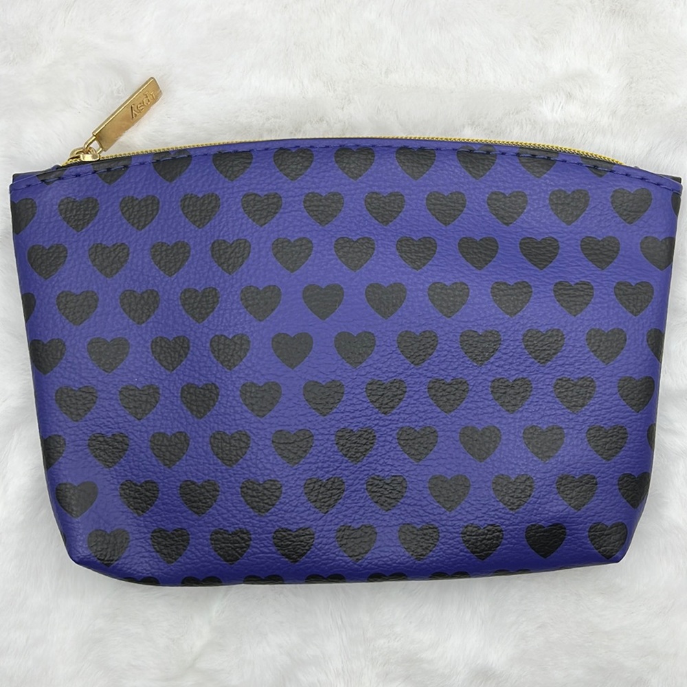 3/$9 Ipsy Glam Bag November 2018 - Blue with Black Hearts and Pink Lining
